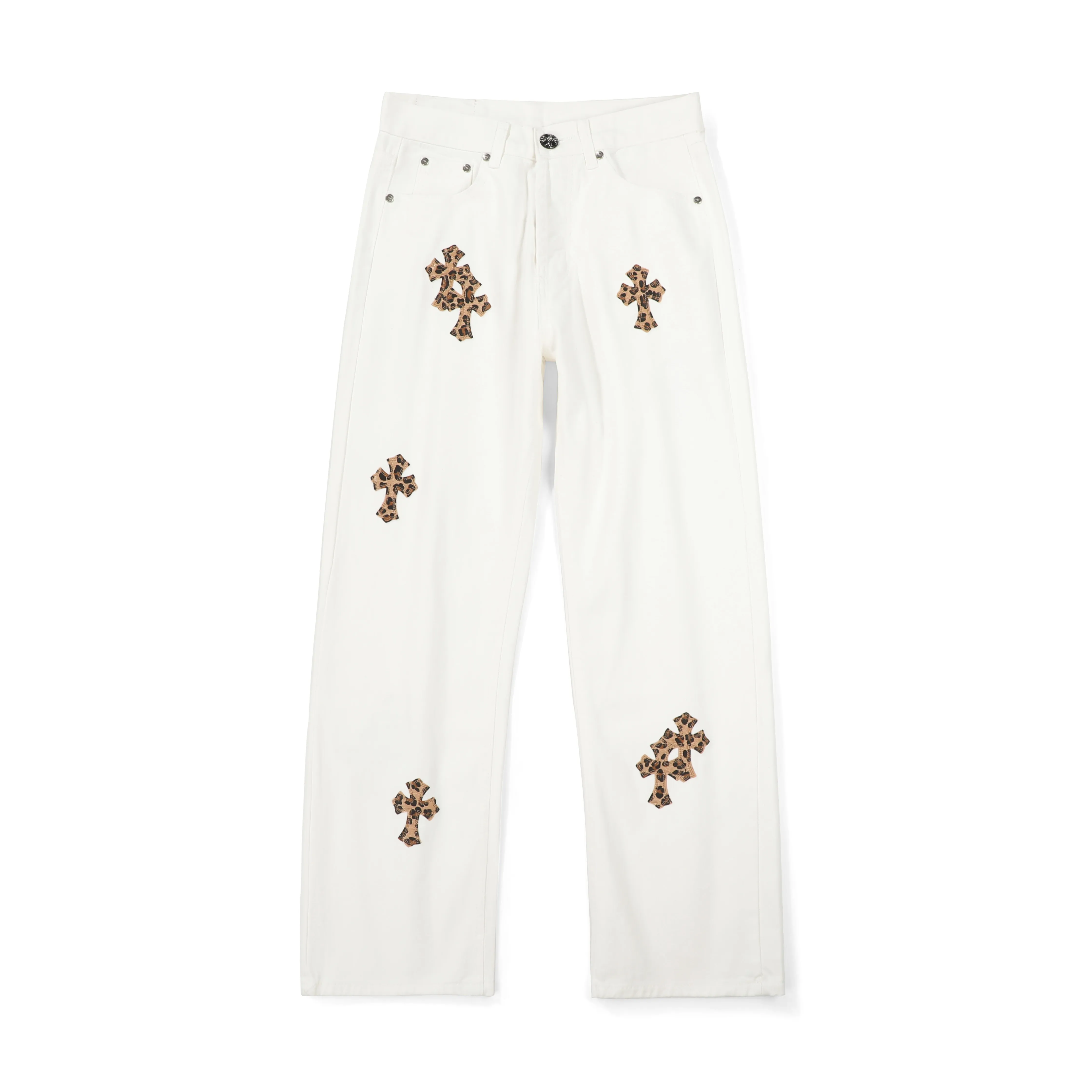 P250 Chrome Hearts Mattyboy graffiti painted leopard print horse hair cross jeans Special Italian cowhide print and cut Customized sheepskin three-layer thick thread leather The whole body is spliced in heavy water washing process Craftsmen hand-splash ink You can see the details Three-dimensional cutting version Loose and comfortable without picking up the figure Make you taller and slimmer Factory Seiko Original quality control Same style for men and women Can be matched with couples Versatile recommendation Necessary jeans for all seasons Color: White Size: 28/30/32/34 Waist: 71/76/81/86 Hips: 95/100/105/110 Pants length: 98/100/102/104